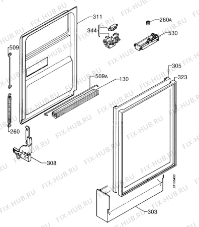 Взрыв-схема посудомоечной машины Aeg FAV7450W - Схема узла Door 003